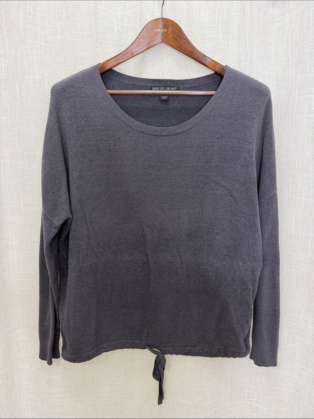Barefoot Dreams Dark Gray Tie-Hem Women's Pullover Size Medium
